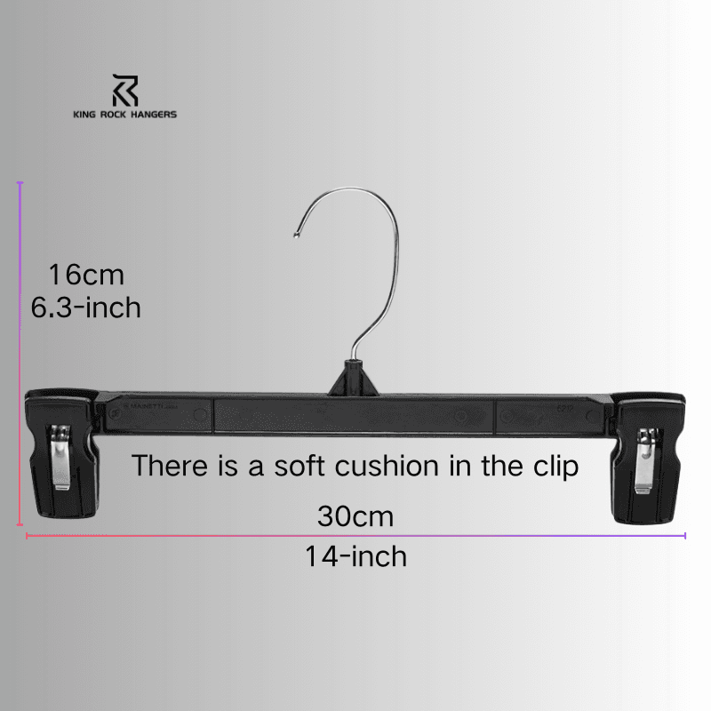 30cm Black Plastic Pants Hanger with Non-Slip Clips for Adults – Durable & Wholesale Ready