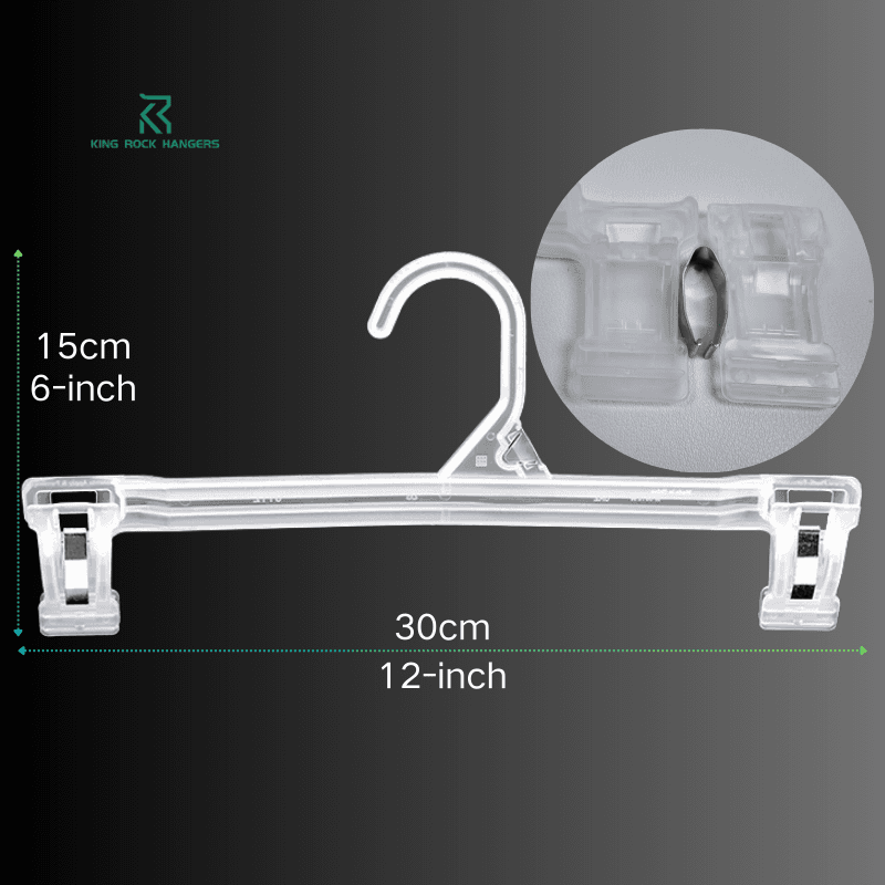 Durable 12 Inch Translucent Plastic Clip Hangers for Wholesale